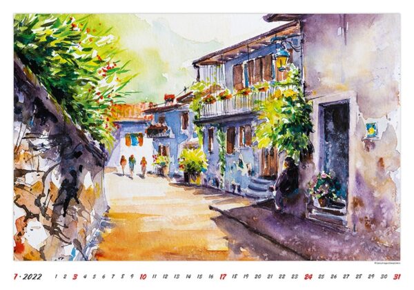 Wall calendar Watercolour Scenery 2022 July