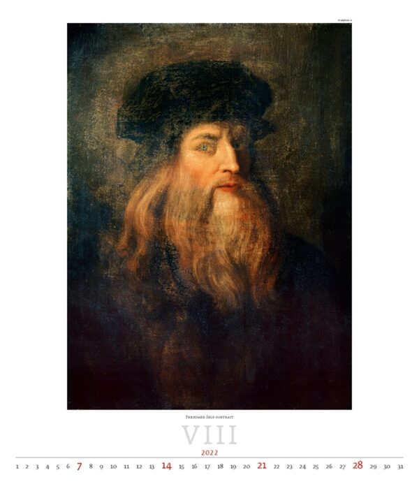 Art calendar Leonardo da Vinci 2022 August