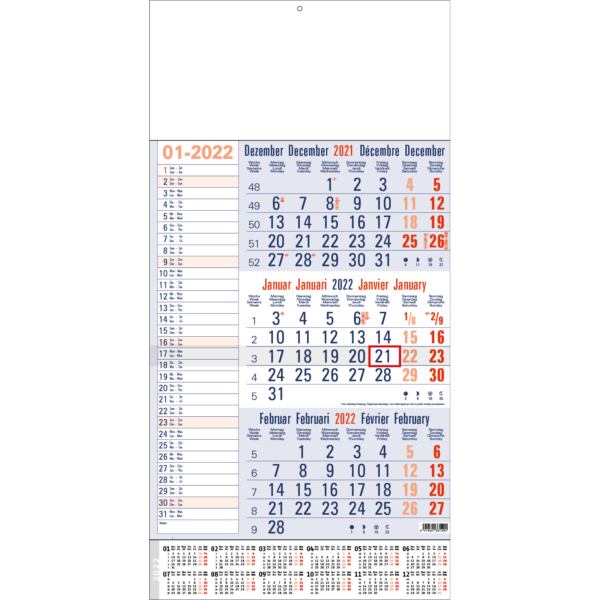 Shipping calendar 3 months 2022 Memo with yearly overview