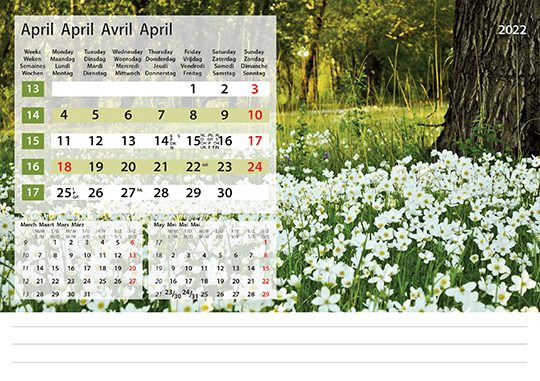 Desk calendar Daydreams 2022 April