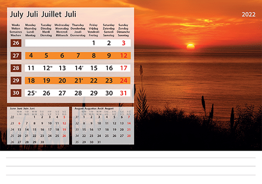 Desk calendar Daydreams 2022 July