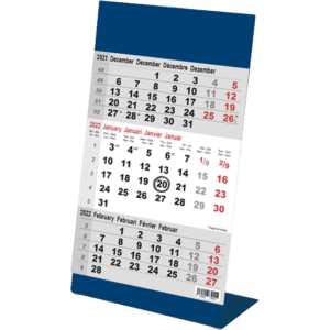 Desk calendar 3 months Color blue 2022