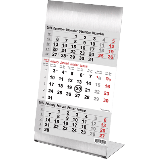 Desk calendar 3 months Steel 2022