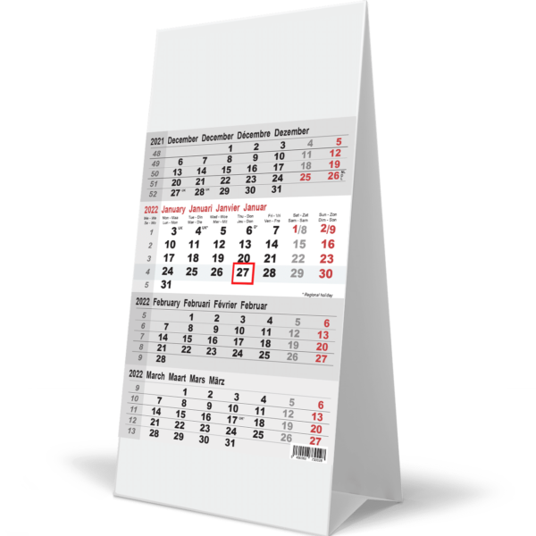 Desk calendar 4 months 2022