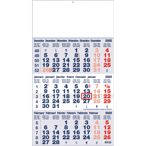 Shipping calendar 3 months blue 2023