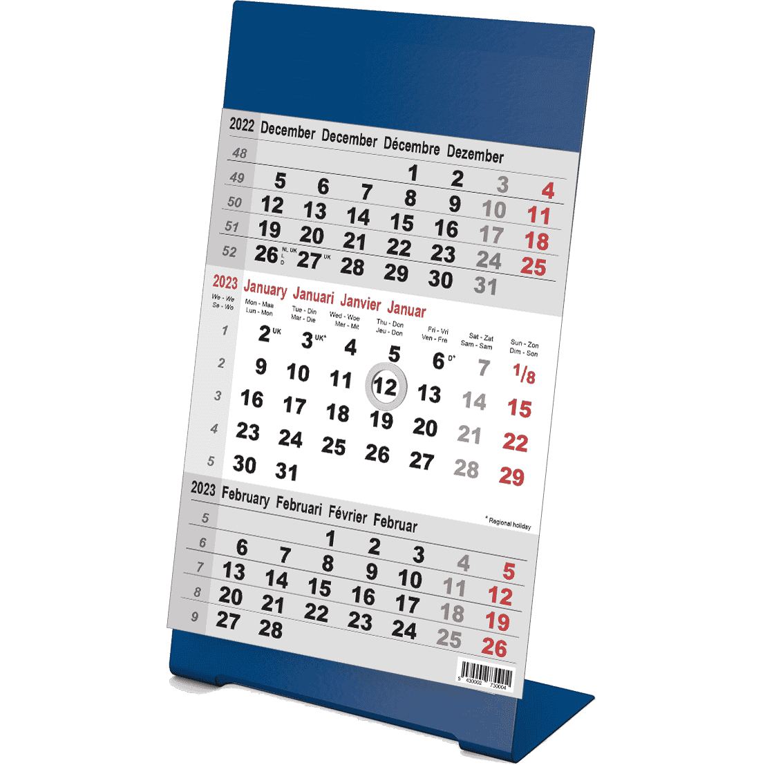 Desk Calendar 3 Months Color Blue 2023 Calendars365 shop