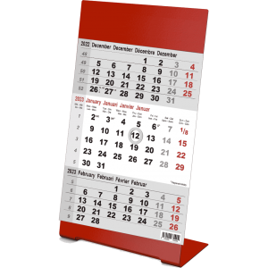 Desk calendar 3 months Color red 2023
