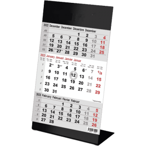 Desk calendar 3 months Color black 2023