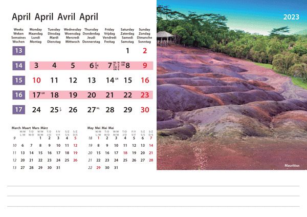 Desk calendar Destinations 2023- April