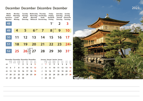 Desk calendar Destinations 2023 - December