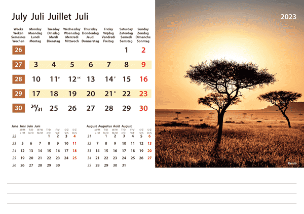 Desk calendar Destinations 2023 - July