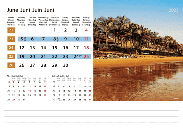 Desk calendar Destinations 2023 - June