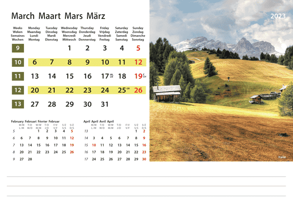 Desk calendar Destinations 2023 - March