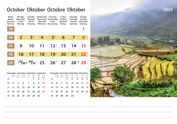 Desk calendar Destinations 2023 - October