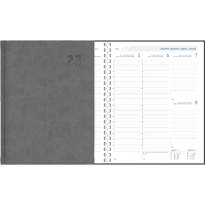 Diary Plan-a-week comb bound 2023 grey