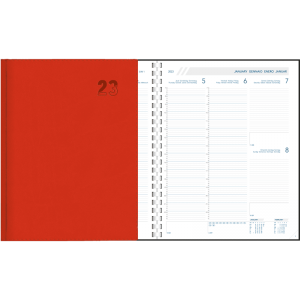 Diary Plan-a-week comb bound 2023 red