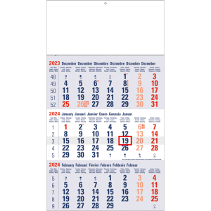 Shipping calendar 3 months Classic blue 2024