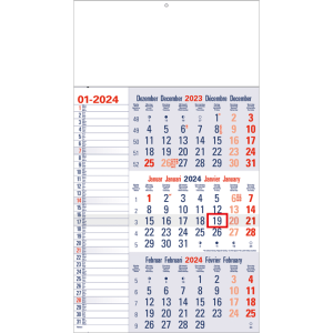 Shipping calendar 3 months Memo blue 2024