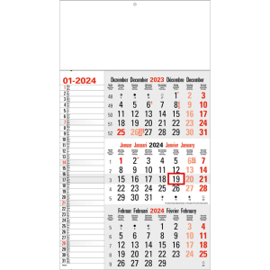 Shipping calendar 3 months Memo grey 2024