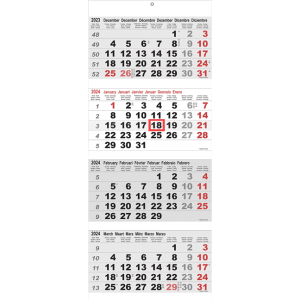 Shipping calendar 4 months 2024