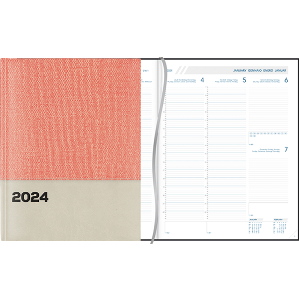Diary Plan-a-week 2024 casebound - rose