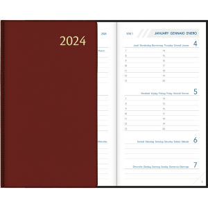 Diary Visuplan casebound 2024 - Burgundy