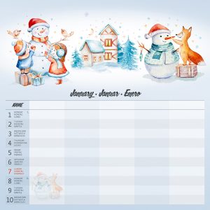 Wall calendar Family planner 2024 - January