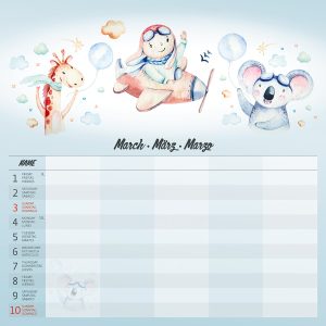 Wall calendar Family planner 2024 - March