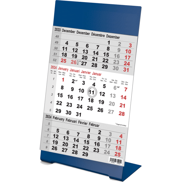 Desk calendar 3 months Color blue 2024
