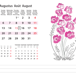 Desk calendar Flower Art 2024 - August