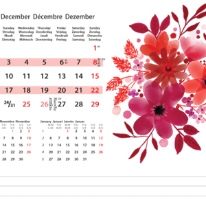 Desk calendar Flower Art 2024 - December