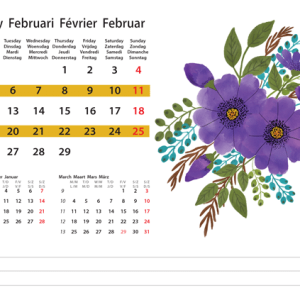 Desk calendar Flower Art 2024 - February