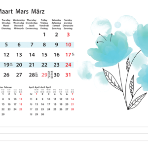 Desk calendar Flower Art 2024 - March