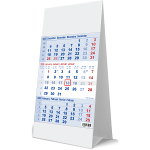 Desk calendar 3 months 2024 blue