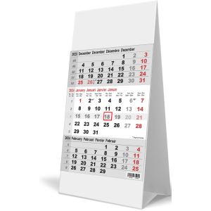 Desk calendar 3 months 2024 grey