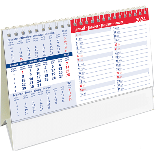 Desk calendar Belgium Memo 2024