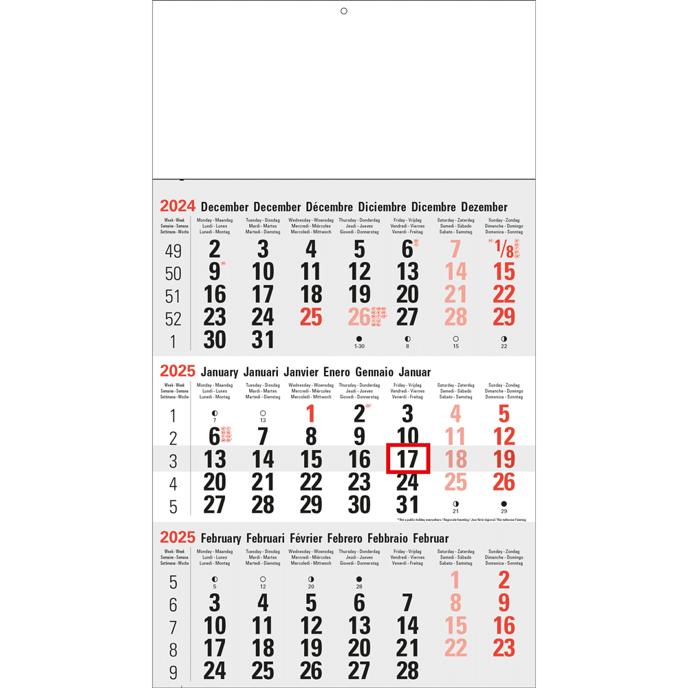 Shipping Calendar 3 months classic grey 2025