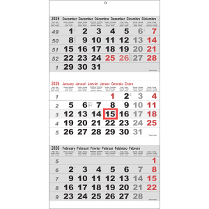 Shipping calendar 3 months Maxi 2026