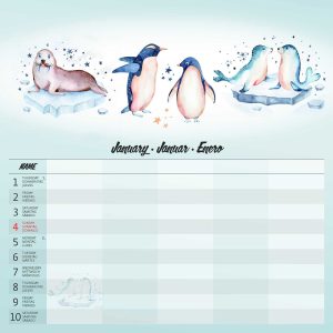 Wall calendar Family Planner 2026 - January detail