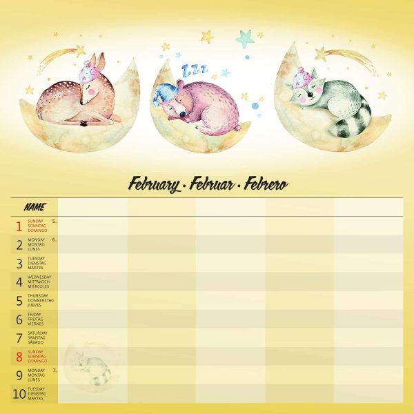 Wall calendar Family Planner 2026 - February detail