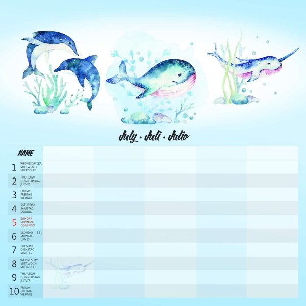 Wall calendar Family Planner 2026 - July detail