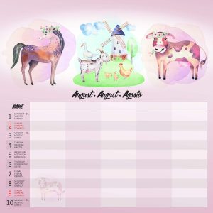 Wall calendar Family Planner 2026 - August detail