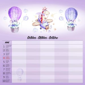 Wall calendar Family Planner 2026 - October detail