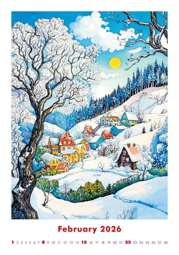 Wall calendar Art Naive 2026 - February