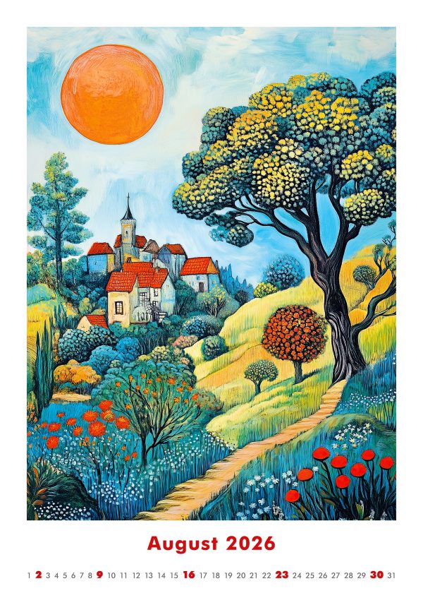 Wall calendar Art Naive 2026 - August