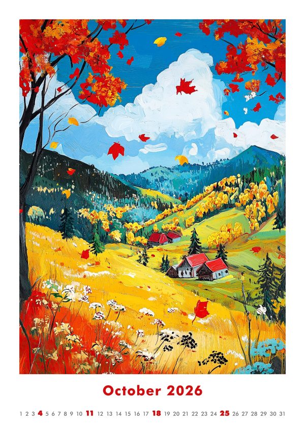Wall calendar Art Naive 2026 - Oktober