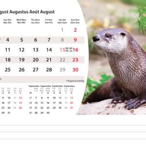 Desk calendar Animals 2026 - August