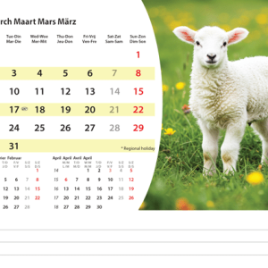 Desk calendar Animals 2026 - March