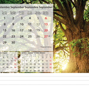 Desk calendar Beautiful Nature 2026 - September