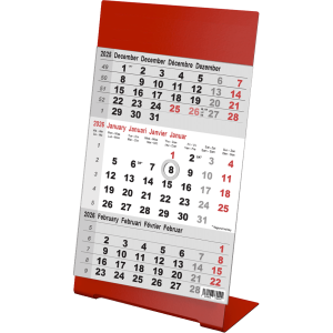 Desk calendar 3 months Color red 2026